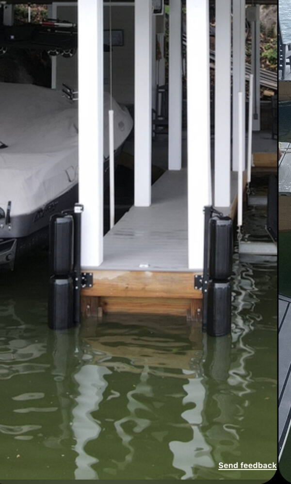 Double Corner Dock Mount w/soft rotating Polyform Fenders - Image 6