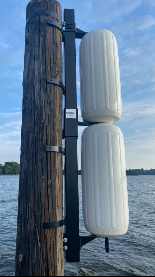 Double Stackable Piling Dock Mount w/soft rotating Polyform Fenders - Image 2