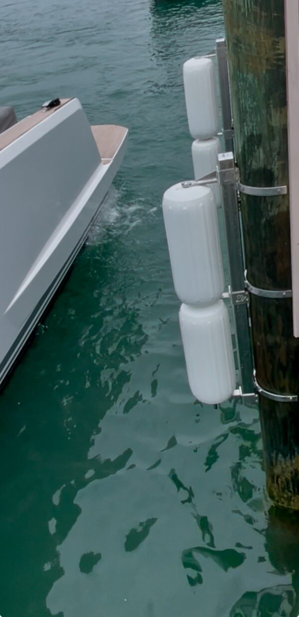 Double Stackable Piling Dock Mount w/soft rotating Polyform Fenders - Image 10