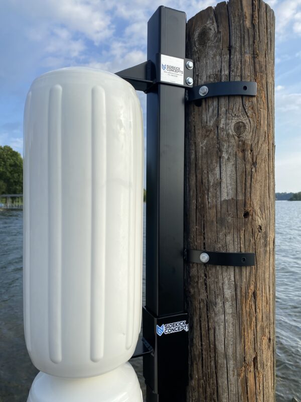 Double Stackable Piling Dock Mount w/soft rotating Polyform Fenders - Image 4