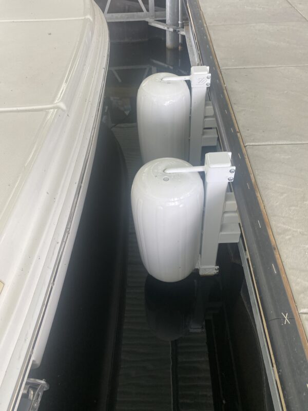 Rear Dock Stops w/soft rotating Polyform Fenders