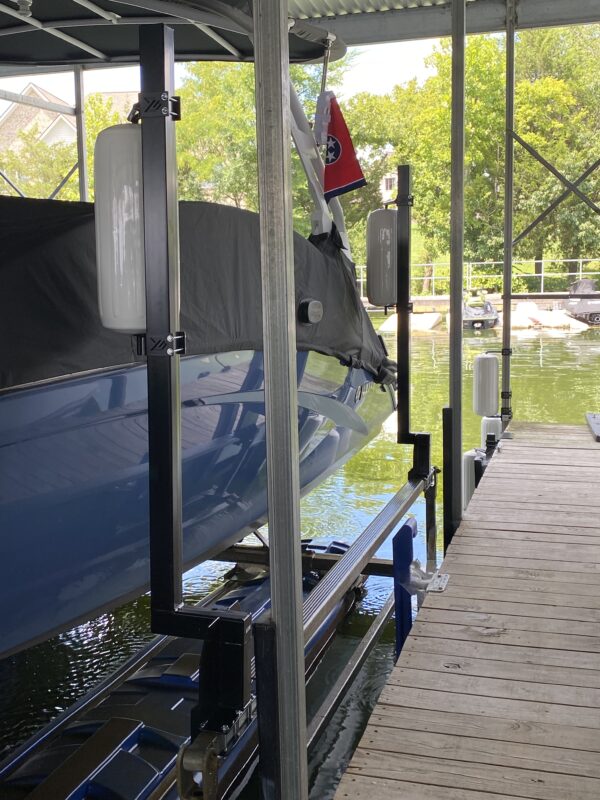 Adjustable Boat Lift Guide Mounts w/Soft Rotating Polyform Fenders
